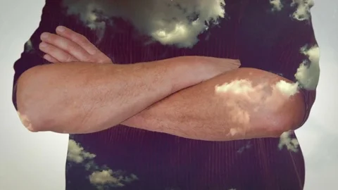 Fast moving clouds on a background of the male body Video stock 72298505