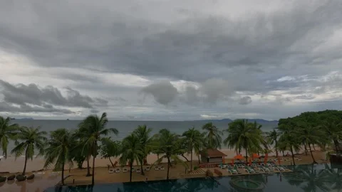 Fast moving clouds at the beach before storm - timelapse Stock Footage 194445771