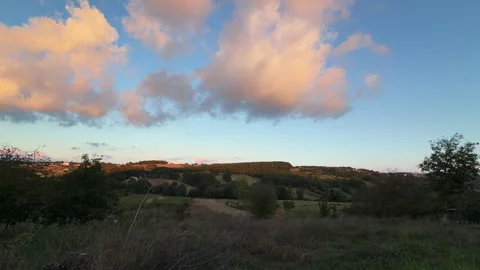 Fast Moving Clouds Darkening Over Forest Landscape Timelapse Stock Footage 345904678