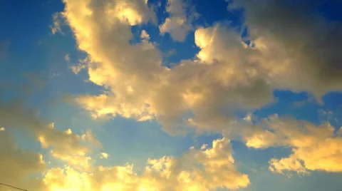 Fast moving clouds during sunset Stock Footage 37131291