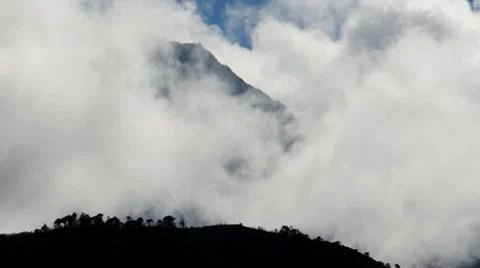 Fast moving clouds in Himalayas Nepal Stock Footage 7974887