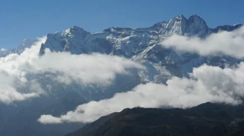 Fast moving clouds in Himalayas Nepal Stock Footage 7974901
