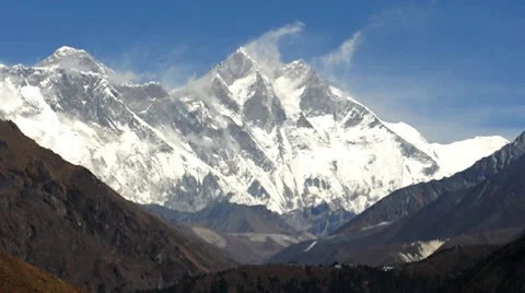 Fast moving clouds in Himalayas Nepal Stock Footage 7974910