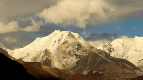 Fast moving clouds in Himalayas Nepal Stock Footage 7974960