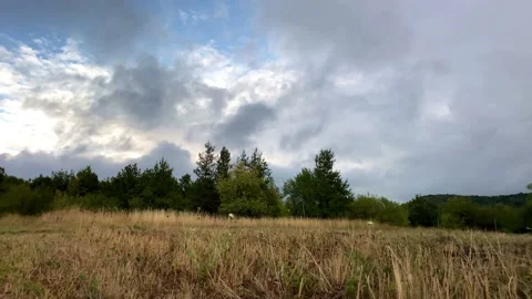 Fast Moving Clouds In Mountain Landscape Moving Fast Background. Huge Field. Stock Footage 151262559