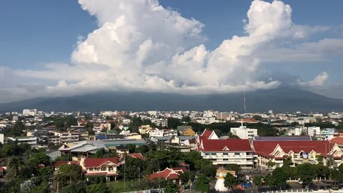 Fast Moving Clouds on a Mountain in Thailand Stock Footage 102528124