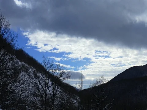 Fast Moving Clouds over Hills with Snow Vidéo 73548375