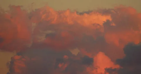 Fast Moving Clouds, Sundown Twilight Skies Turn Red Purple During Evening Sunset Video stock 320834878