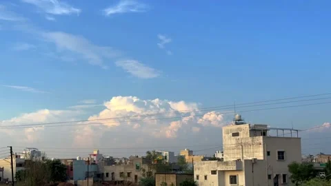 Fast-moving cotton-like clouds racing across the sky in 4K timelapse Stock Footage 337147774