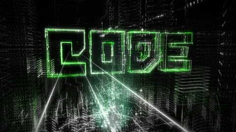 Fast moving data creates a big 3D word Code in a virtual world of programming Stock Footage 156278064