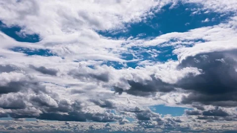 Fast Moving Dramatic Cumulus Clouds Passing Across a Deep Blue Summer Sky Video stock 337451326