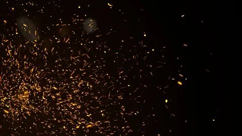 Fast moving fire particles and sparks Stock Footage 105954362
