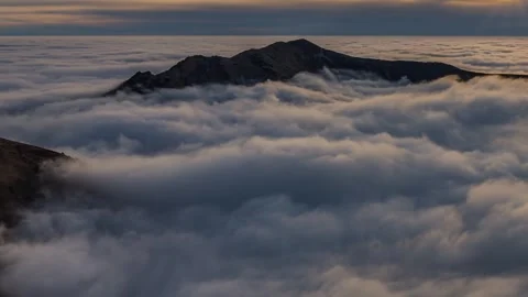 Fast Moving Fog Clouds in Mountain Valley, Peaceful Nature Time Lapse Stock Footage 311573157