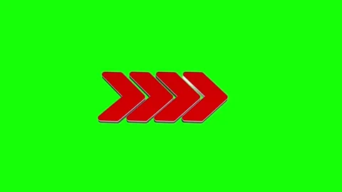 Fast moving forward red 3d arrows trail animation on green screen Stock Footage 314510460