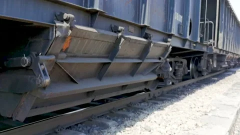 Fast-moving freight trains Stock Footage 196369004