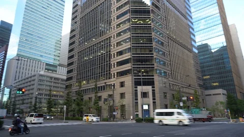 Fast Moving Gimbal Stabilized Walking - Bustling Business District in Tokyo Stock Footage 105052626