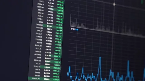 Fast moving  green numbers of crypto currency market Stock Footage 219655525
