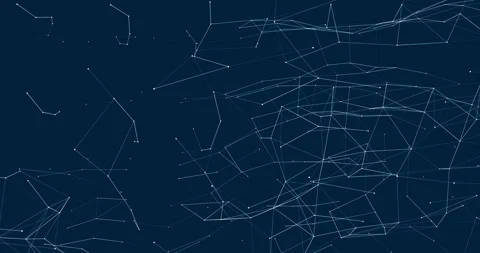 Fast-moving interweaving of dots and lines on a blue background Stock Footage 304823775