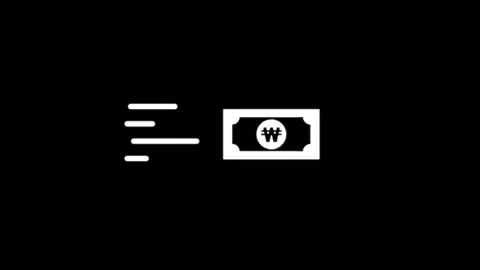 Fast moving korean won banknote animation on black background showing speed.. Stock Footage 346497458