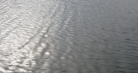 Fast moving lake surface. Wavy water near boat Stock Footage 116471124