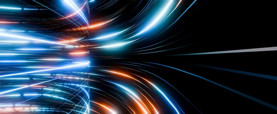 Fast Moving Light Trails Digital Technology Concept Stock Illustration