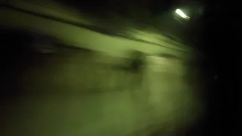 Fast moving lights inside tunnel view from train window Stock Footage 220517491