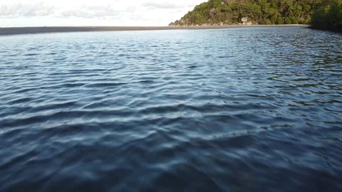 A fast moving low drone shot of a lake Stock Footage 135484040