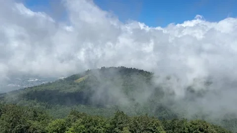Fast Moving Mountain Clouds Sweeping Across Forested Hills in Kartepe, Turkey Stock Footage 341816998