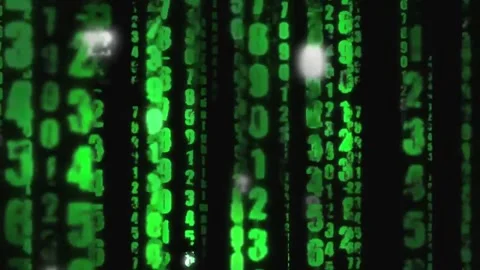 Fast moving numbers in green light lines background Video stock 255886595