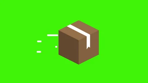 Fast Moving Parcel Delivery Box Animation on Green Screen Background, fast .. Видео 309524150