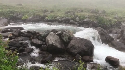 Fast moving river in elevit plateau from rize turkey Stock Footage 78726775