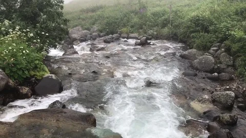 Fast moving river in elevit plateau from rize turkey Stock Footage 78727013