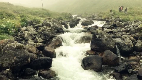 Fast moving river in elevit plateau from rize turkey Stock Footage 78729540