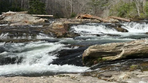 Fast moving river in slow motion of rapids Stock-Footage 48065501