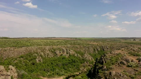 Fast Moving River Through Forest Canyon Aerial Overview Nature Landscape Stock Footage 130512939
