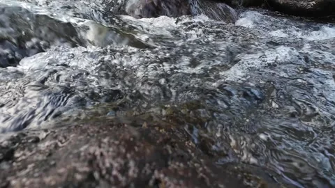 Fast Moving River Water Over Rocks for Nature Background 4K Stock Footage 337060612