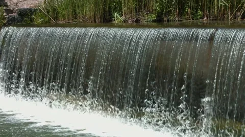 Fast Moving Small River Dam Stock Footage 53232576