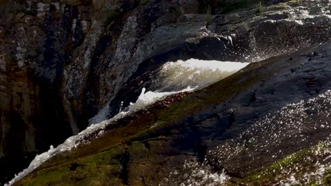 Fast-moving small waterfall on a summer's day. Stock Footage 168833073