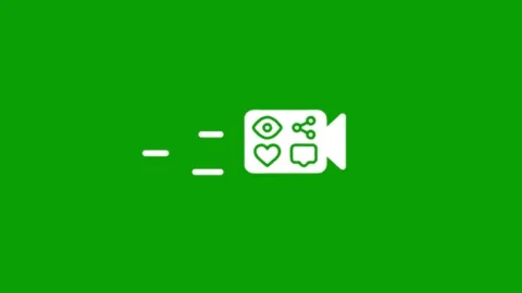 Fast moving social video camera icon animation on green background. Stock Footage 346497410