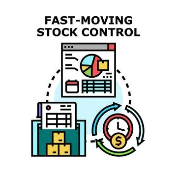 Fast moving stock control automating inventory process optimizing business Stock Illustration