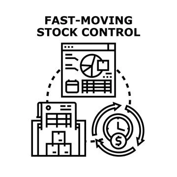 Fast moving stock control automating inventory process optimizing business Stock Illustration