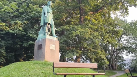 Fast moving towards the statue of Rollo ... | Stock Video | Pond5