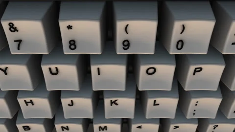 Fast Moving Tracking Shot Along Computer Keyboard with Dynamic Lighting with Stock Footage 333942357