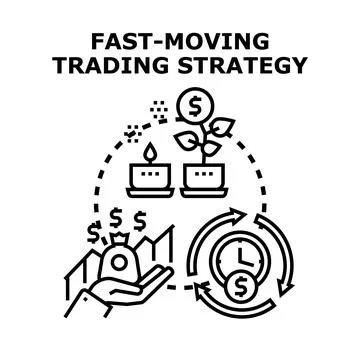 Fast moving trading strategy developing financial markets Stock Illustration