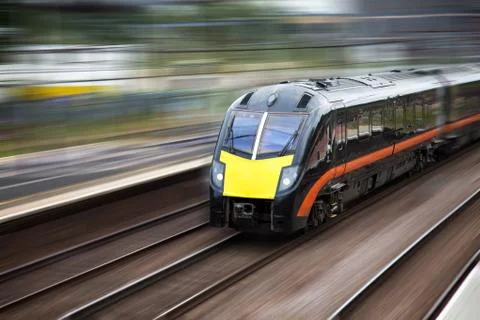 Fast moving train Stock Photos