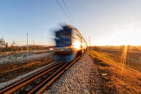 Fast moving train Stock Photos