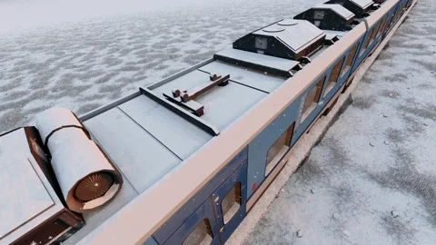 A fast-moving train in a snowstorm Stock Footage 170590125
