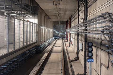 Fast moving train in subway Stock Photos