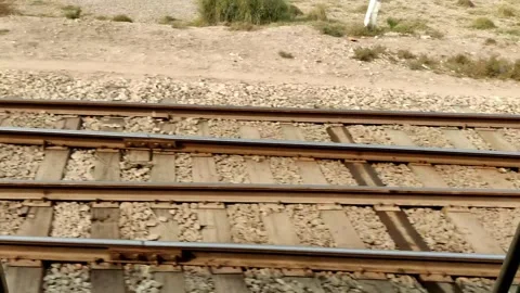Fast moving train view of railway tracks forming sharp angles Stock Footage 333268430