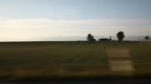 Fast Moving train window in Switzerland Stock Footage 51663321